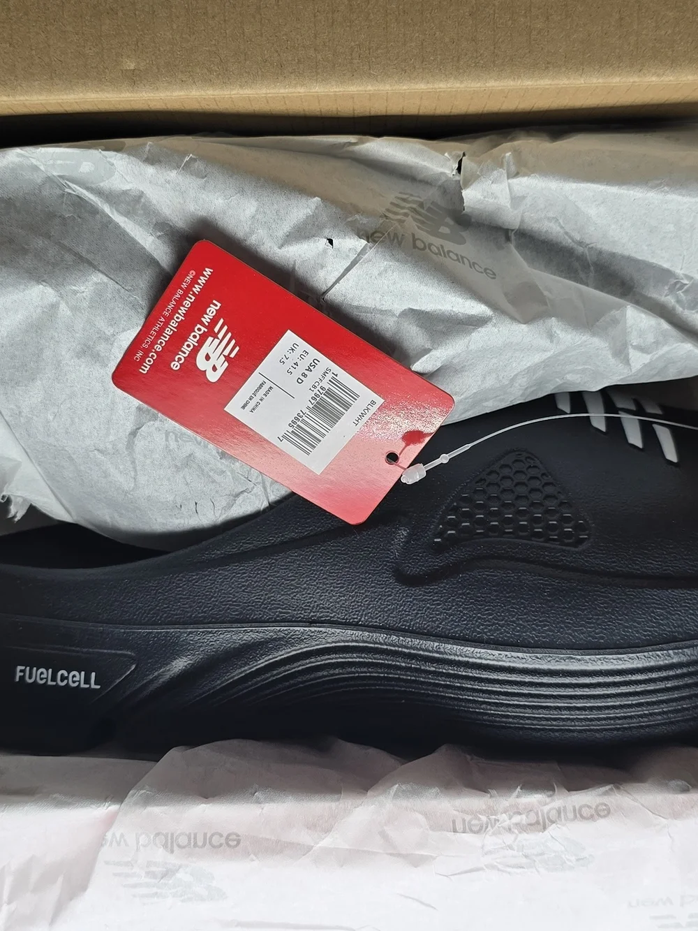 New Balance Black Slide with White Accents